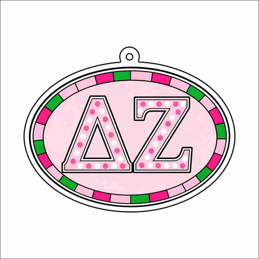 GTW-119 Delta Zeta Oval Keychain | 0.125Acrylic Keychain | Set of 25