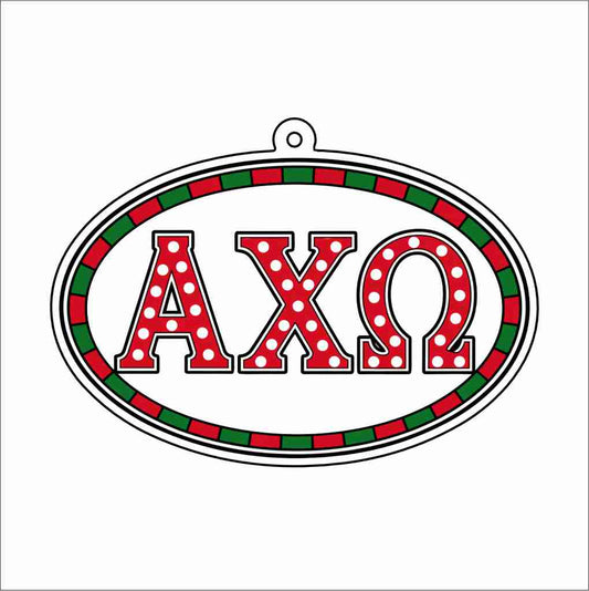 GTW-121 Alpha Chi Omega Oval Keychain | 0.125Acrylic Keychain | Set of 25