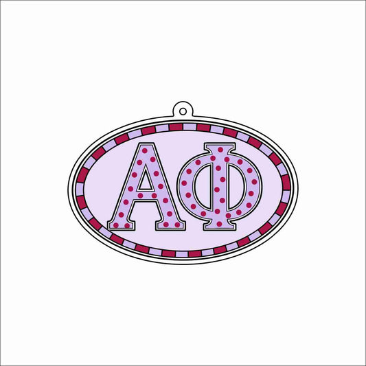 GTW-123 Alpha Phi Oval Keychain | 0.125Acrylic Keychain | Set of 25