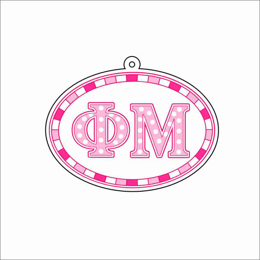 GTW-130 Phi Mu Oval Keychain | 0.125Acrylic Keychain | Set of 25