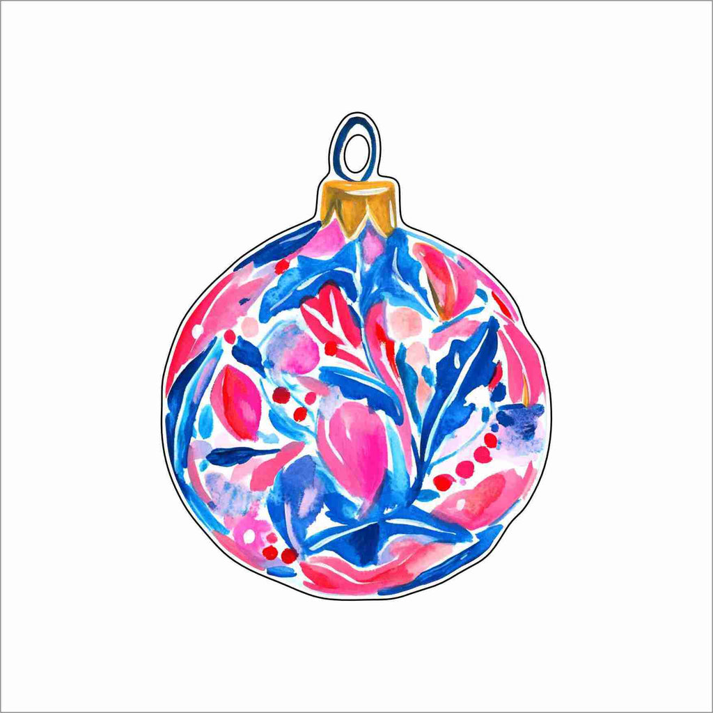 GTW-174 Blue Pink Floral Ornament | 0.25Acrylic Ornament