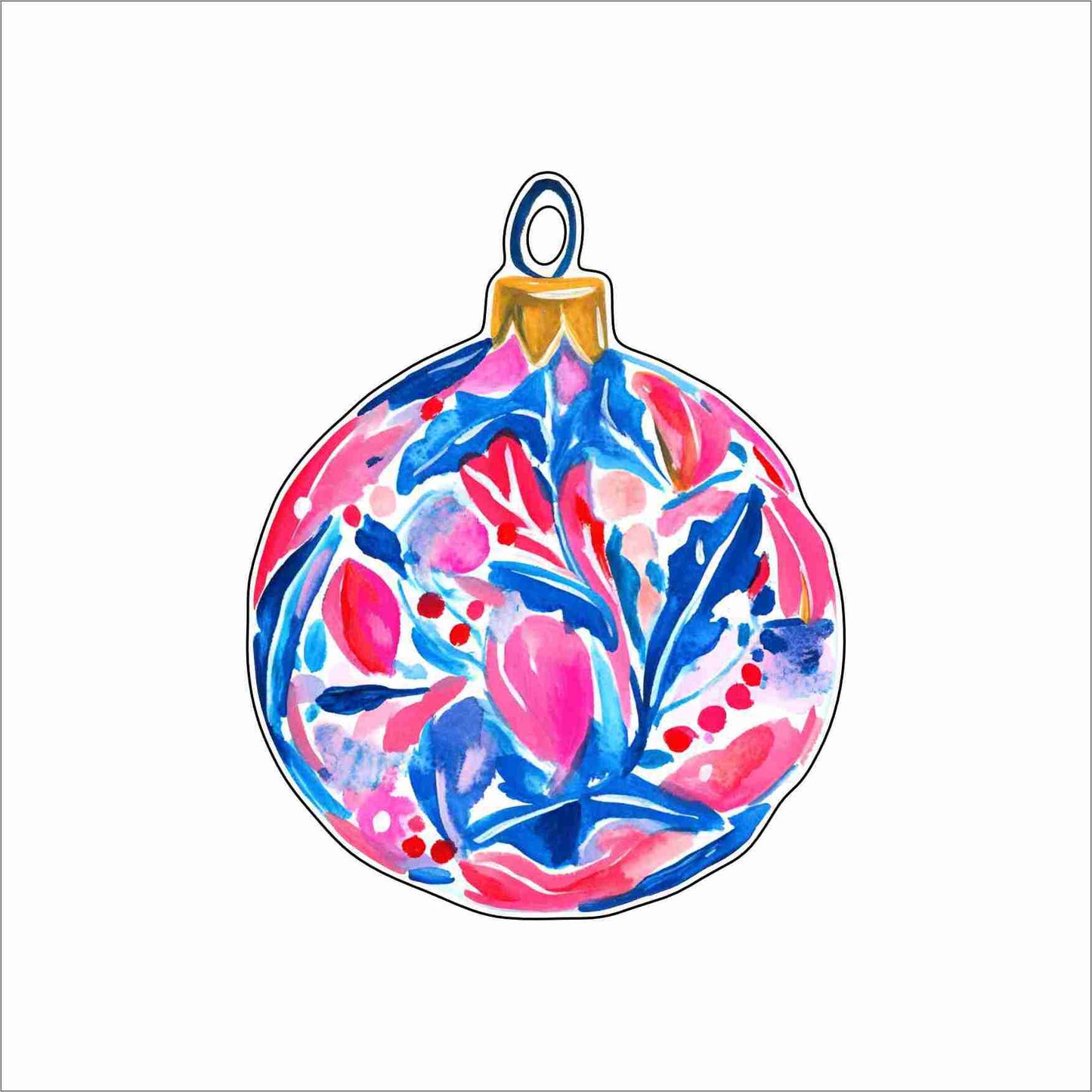 GTW-174 Blue Pink Floral Ornament | 0.25Acrylic Ornament