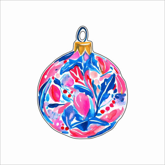 GTW-174 Blue Pink Floral Ornament | 0.25Acrylic Ornament