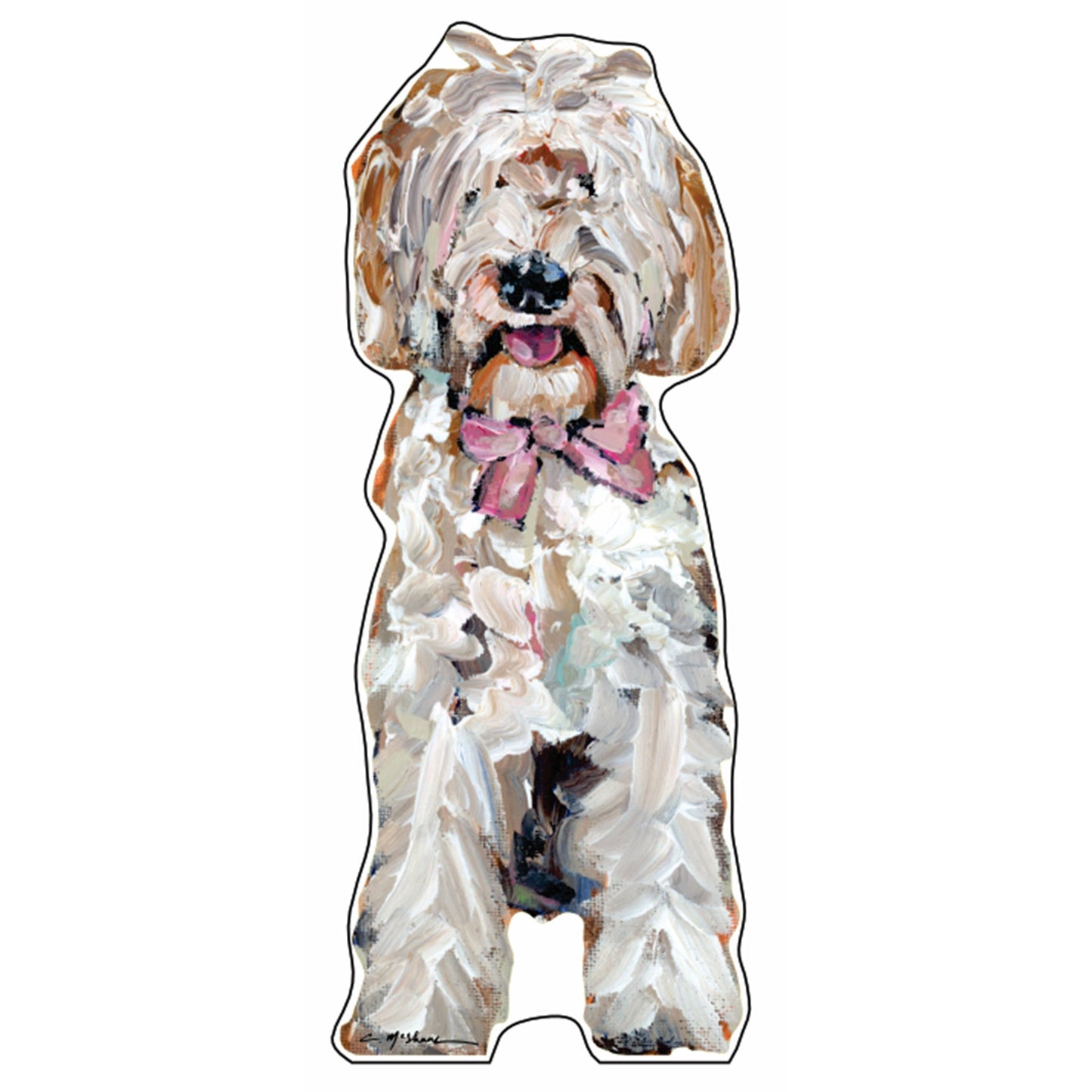 Goldendoodle Pink Bow | 0.50in. Acrylic Mini | Case of 25