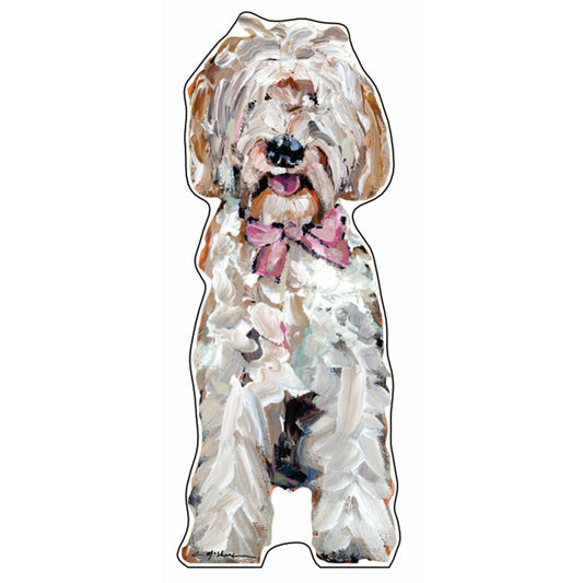 Goldendoodle Pink Bow | 0.75in. Acrylic Shelfie | Case of 25