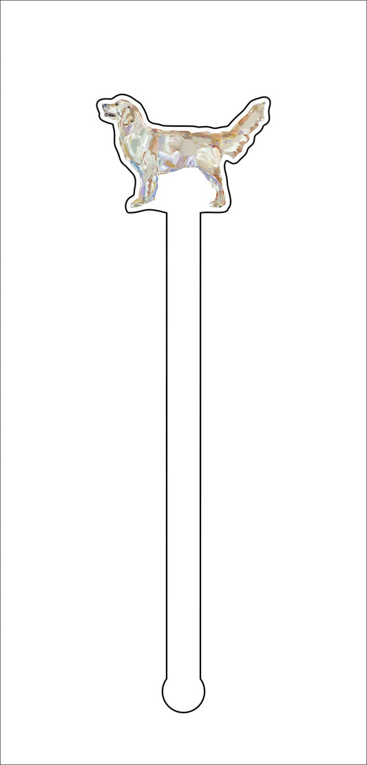 CMS-555-C4 Golden Retriever Light Drink Stirrer Set | 0.125Acrylic Stirrer | Set of 4