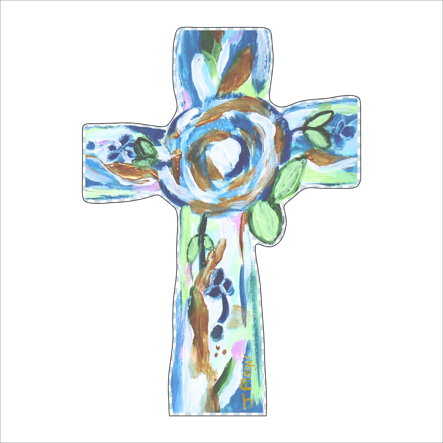 Blue and Green Cross to Hope Cross | 0.75in. Acrylic Cutout |