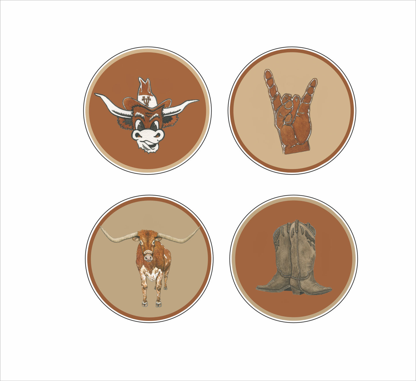 JRD-019 Cowboy Coaster Set of 4 | 0.25Acrylic Coaster with Clear Bumpers |
