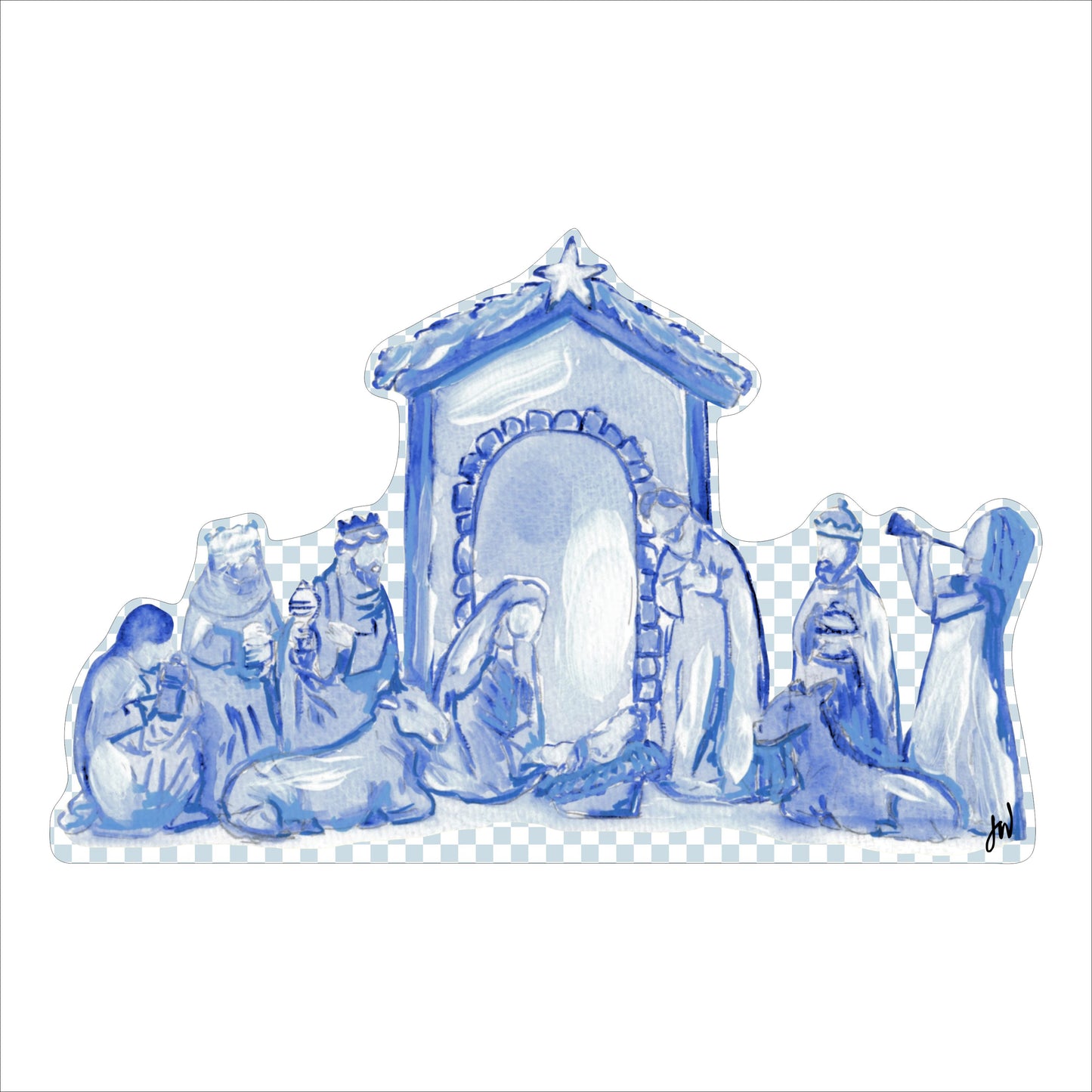 JWL-010 Blue Nativity | 0.125in. Acrylic Cutout | Single