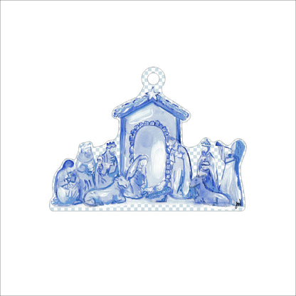 JWL-021 Blue Nativity Ornament | 0.25in. Acrylic Ornament | Case (any 10+)