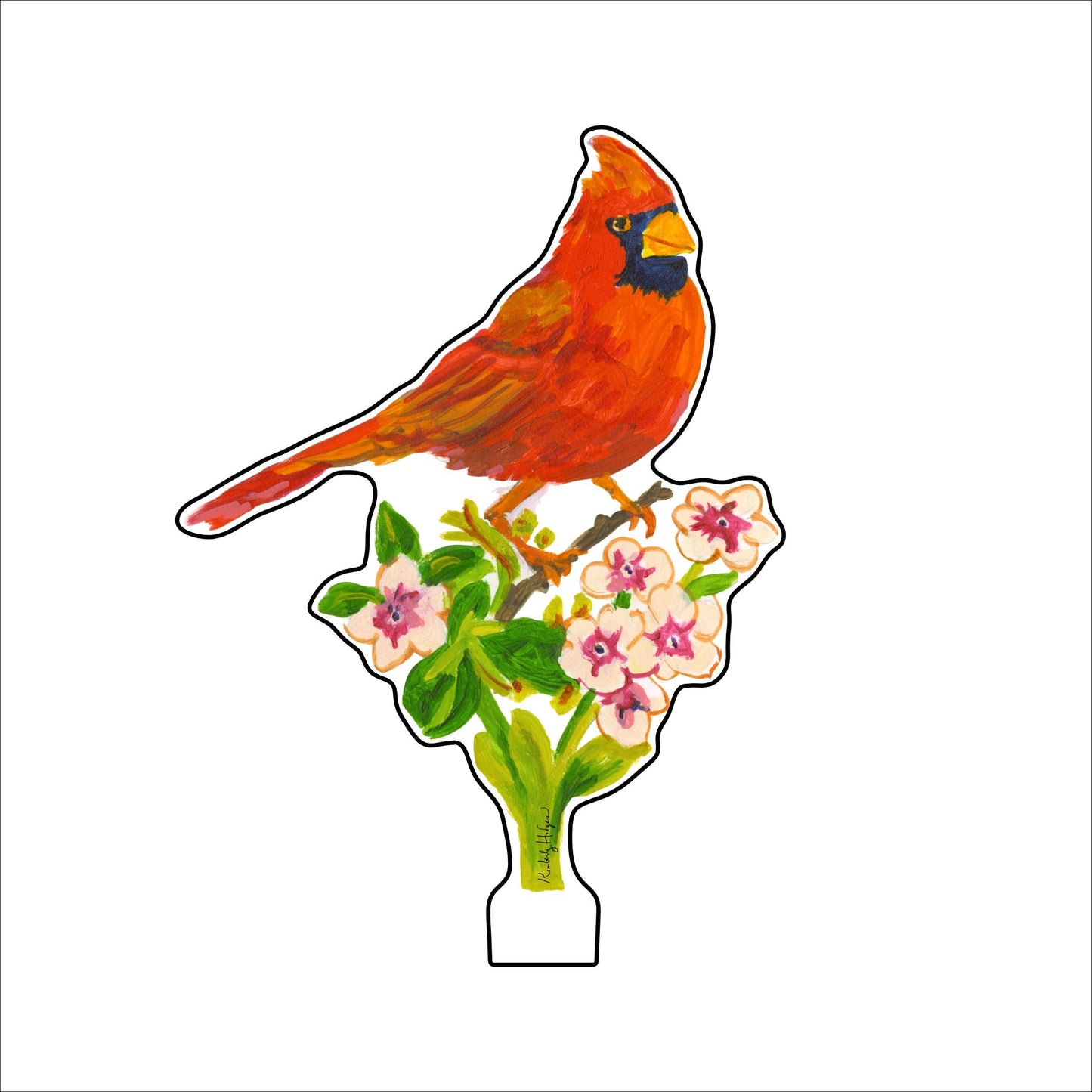 Spring Cardinal  | 0.25in. Acrylic Floral