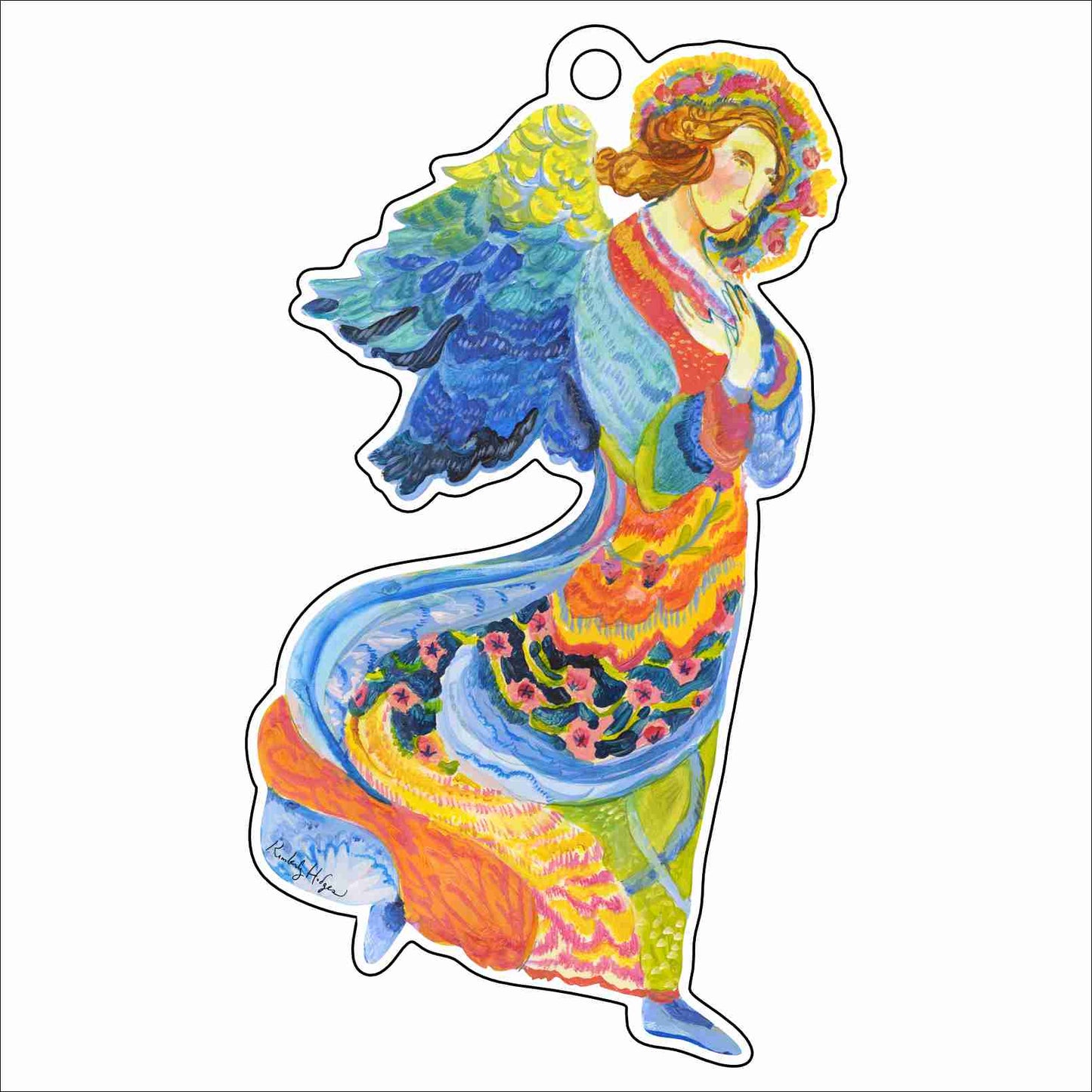 Gabriel Angel Ornament & Ribbon | 0.25in. Acrylic