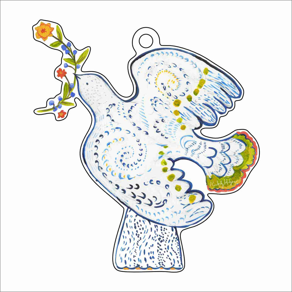Peace Dove Blossom Ornament & Ribbon | 0.25in. Acrylic
