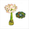 KHA-X005 White Amaryllis LG with Pinecone & Holly LG Stand | Acrylic Floral Bundle