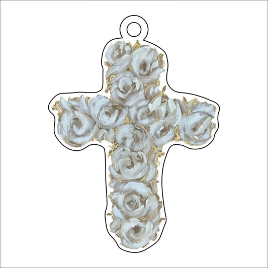 KLA-008 Floral Cross Ornament | 0.25Acrylic Ornament |