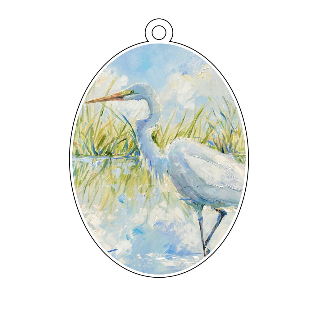 KPA-008 Egret Impression | 0.25in. Acrylic Ornament |