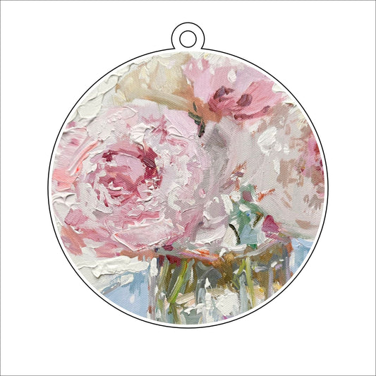 KPA-033 Pink Peonies | 0.25in. Acrylic Ornament |