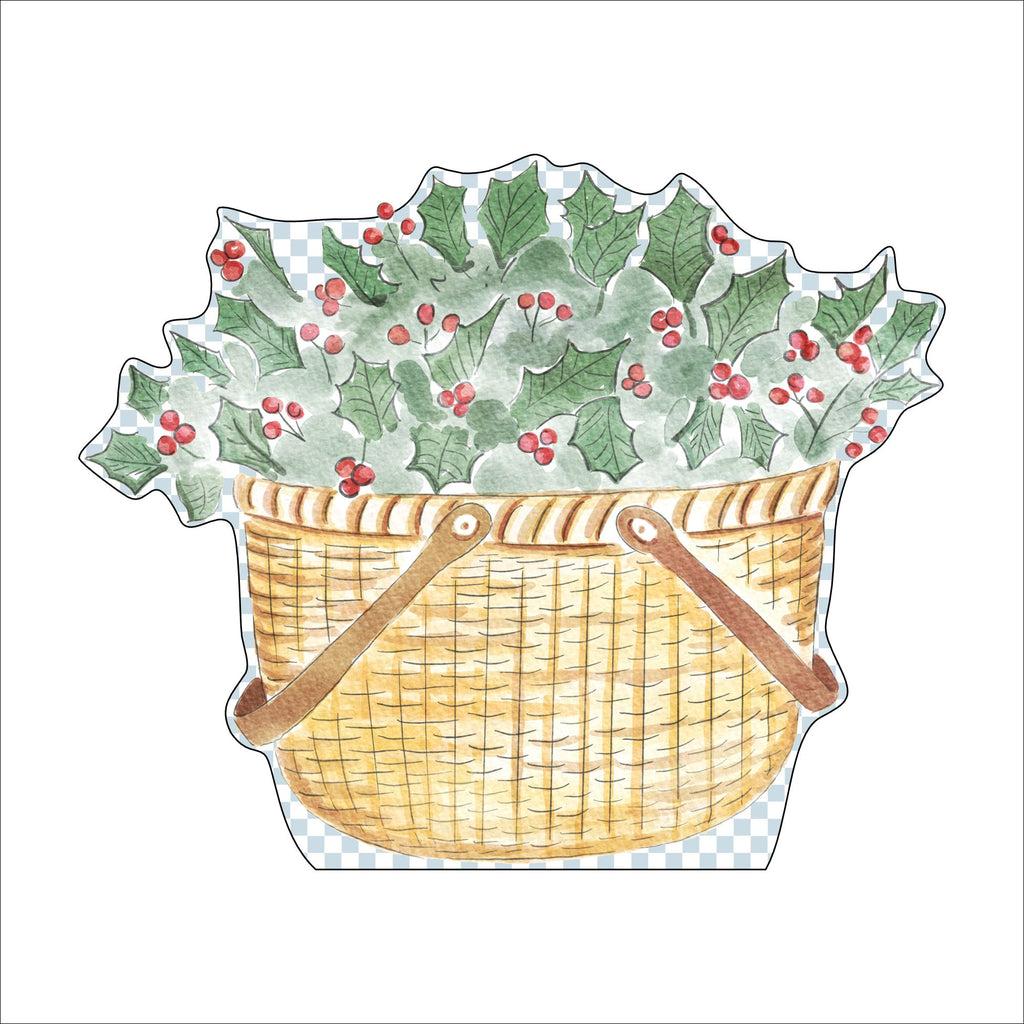KRA-009 Holly Basket | 0.75in. Acrylic Cutout | Case (any 10+)