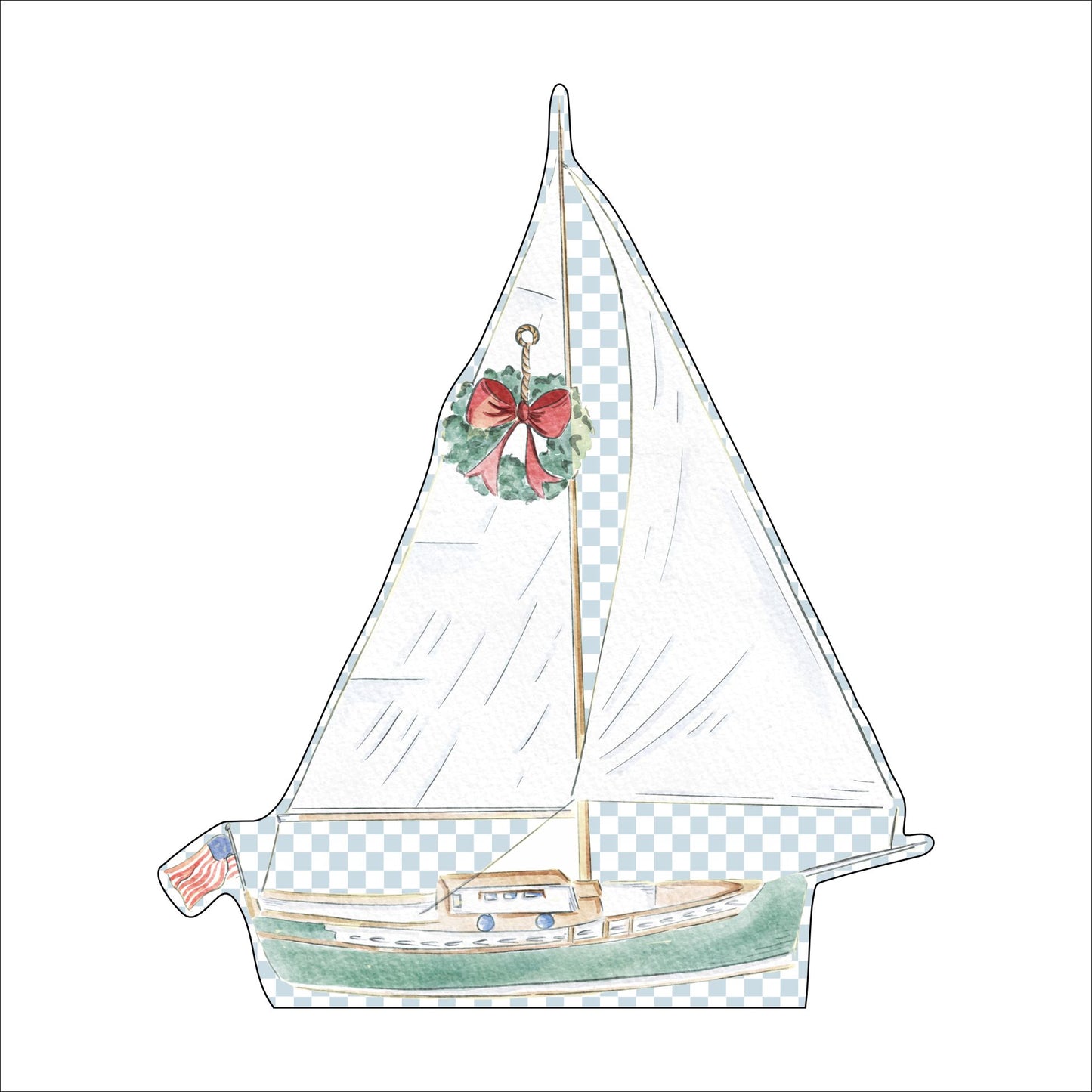 KRA-011 Christmas Sailboat | 0.75in. Acrylic Cutout | Single