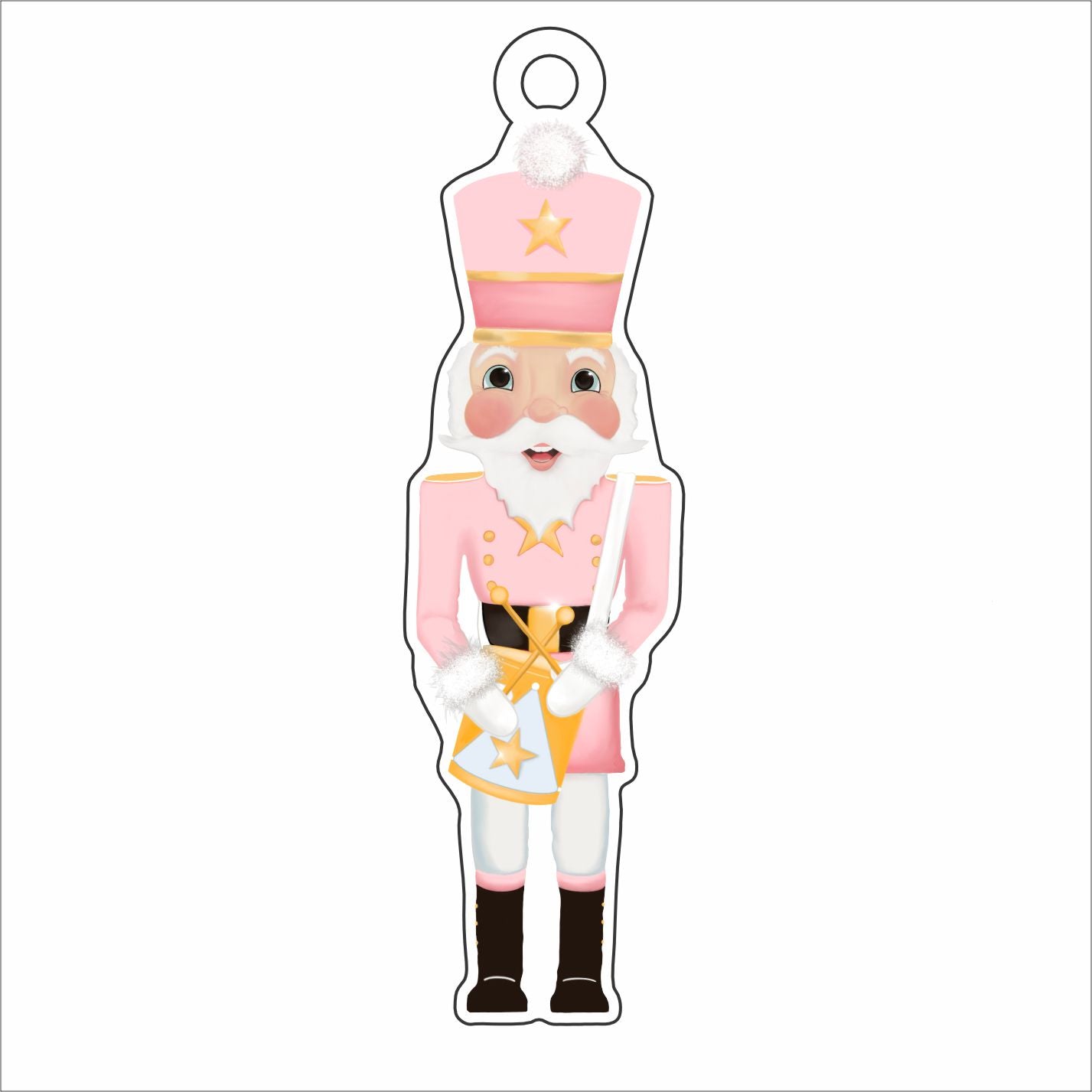 KRO-016  Pink Little Drummer Boy Ornament | 0.25in. Acrylic Ornament |
