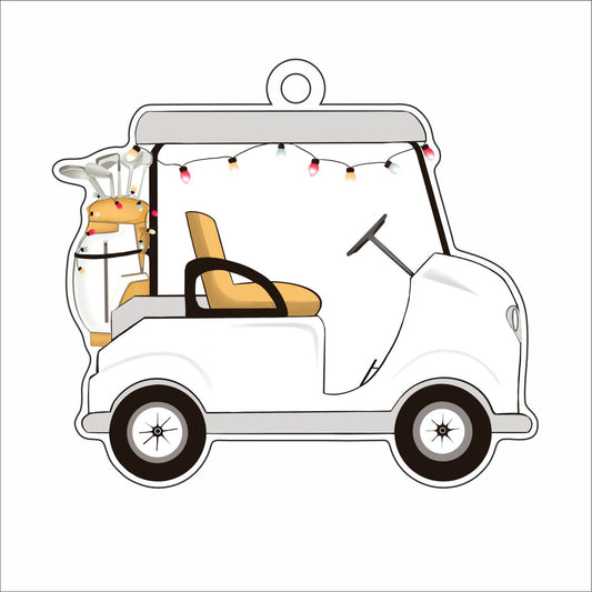 KRO-020 Festive Christmas Golf Cart Ornament  | 0.25in. Acrylic Ornament |