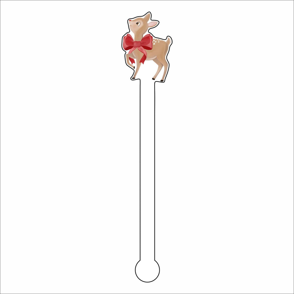 KRO-023 Awe and Wonder Deer Drink Stirrer | 0.125in. Acrylic Stirrer | Case Bundle of 100