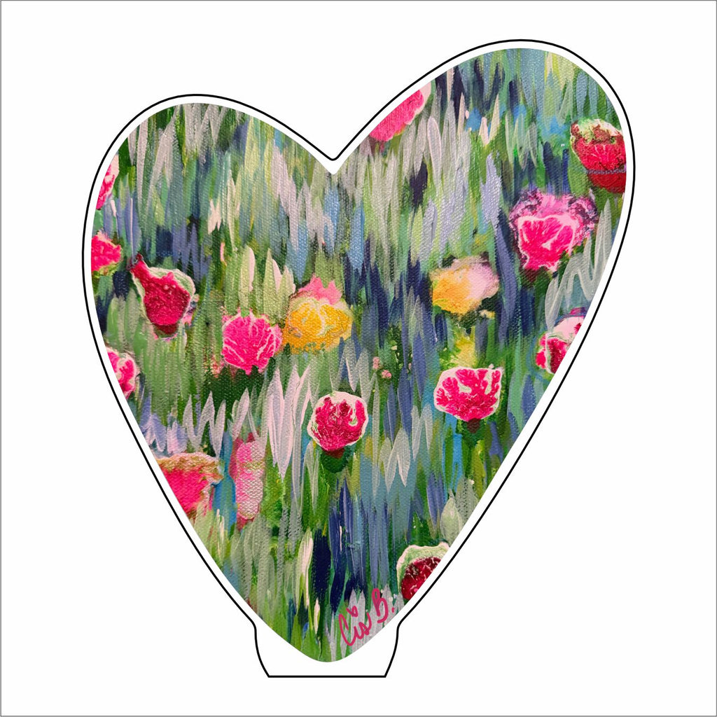 LBR-021 Red & Yellow Meadow Heart Mini | 0.50Acrylic Mini | Case of 25