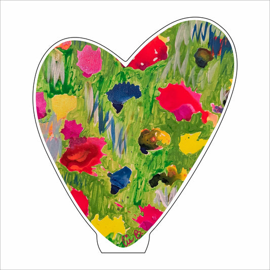 LBR-023 Red & Navy Meadow Heart | 0.75Acrylic Contour |