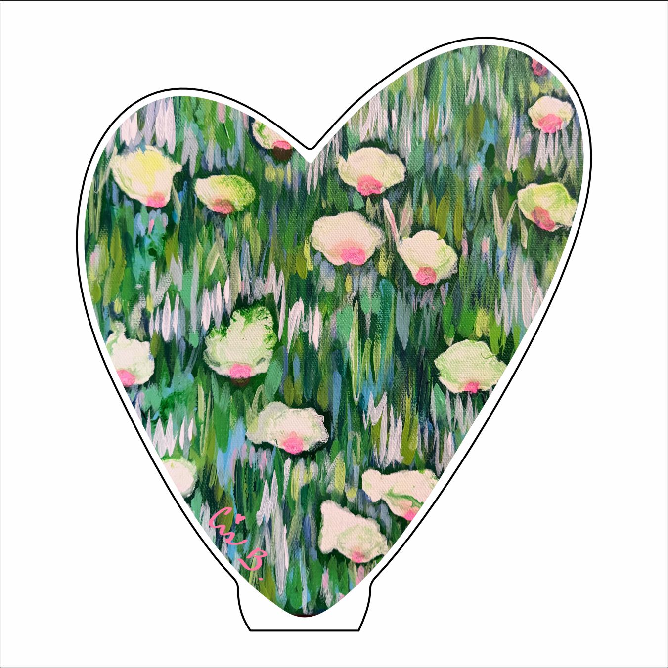 LBR-027 Yellow & Pink Meadow Heart Mini | 0.50Acrylic Mini |