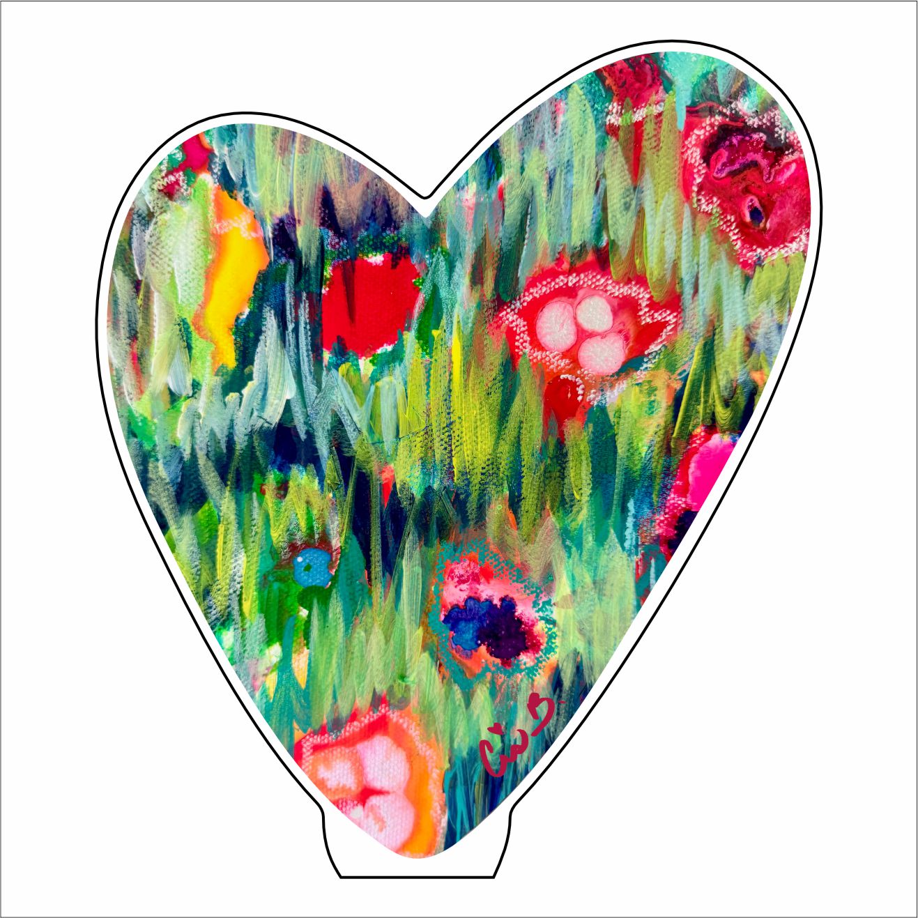LBR-030 Pink Tulip Meadow Heart Mini | 0.50Acrylic Mini |