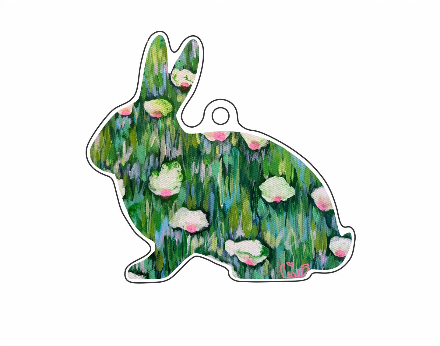 LBR-084  Magnolia Bunny Ornament  | 0.25Acrylic Ornament |