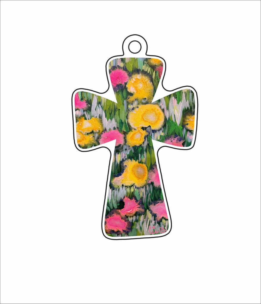 LBR-090  Tutti Frutti Cross Ornament | 0.25Acrylic Ornament | Case of 25