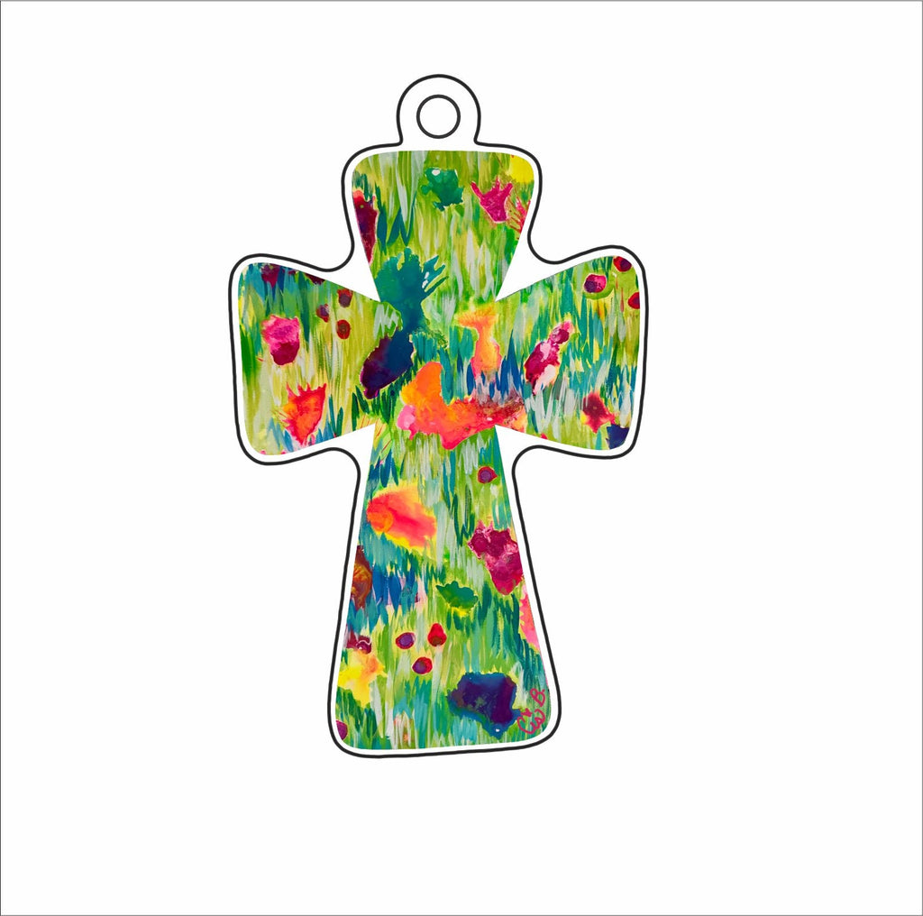 LBR-093  Tropicana Cross Ornament | 0.25Acrylic Ornament |