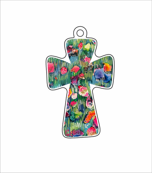 LBR-096  Starburst Cross Ornament | 0.25Acrylic Ornament |