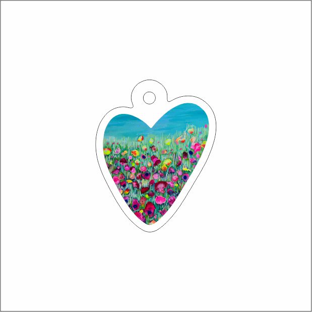 LBR-224 Rainbow Meadow Heart Trinket | 0.25Acrylic Mahjong Trinket | Case of 10