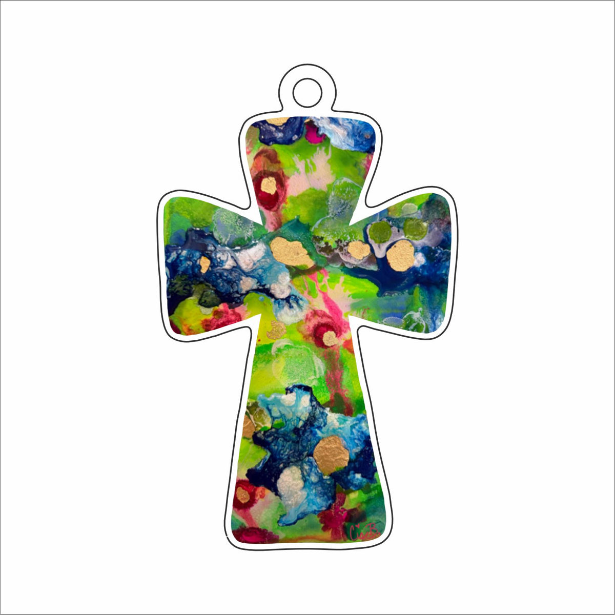 LBR-240 Festive Cross Ornament | 0.25Acrylic Ornament
