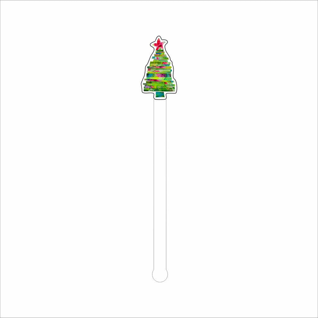LBR-257  Noel Tree Drink Stirrer | 0.125Acrylic Stirrer | Case of 4