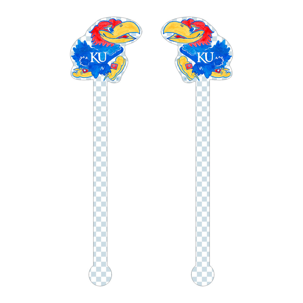 Jayhawk Drink Stirrer - Mirrored Front/Back | 0.125in. Acrylic Cutout | Case (Pack of 150)