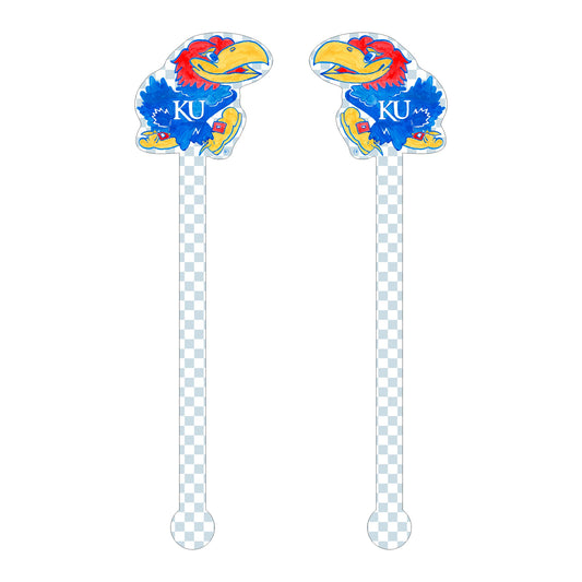 Jayhawk Drink Stirrer - Mirrored Front/Back | 0.125in. Acrylic Cutout | Case (Pack of 150)