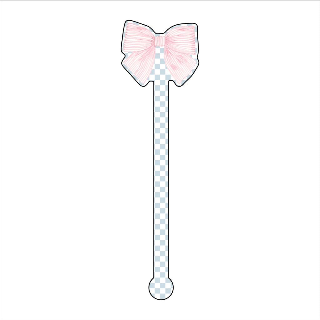 Pink Bow | 0.125in. Acrylic Drink Stirrer | Mix & Match (any 10+)