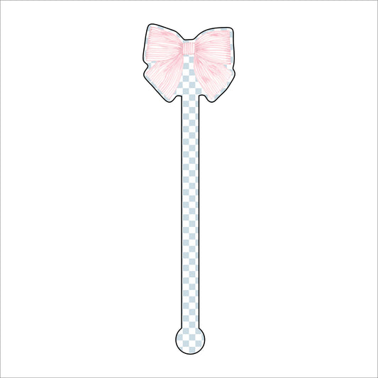 Pink Bow | 0.125in. Acrylic Drink Stirrer | Mix & Match (any 10+)