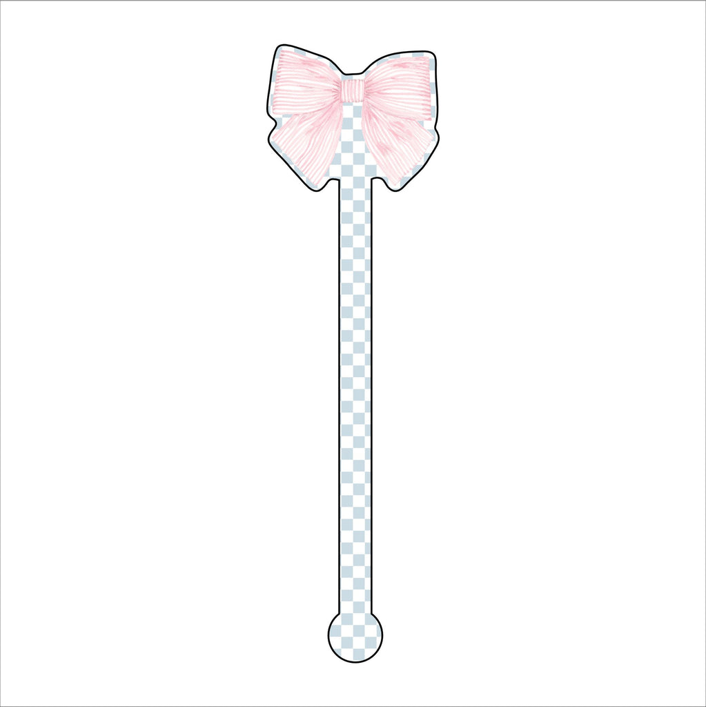Pink Bow | 0.125in. Acrylic Drink Stirrer | Case of 25