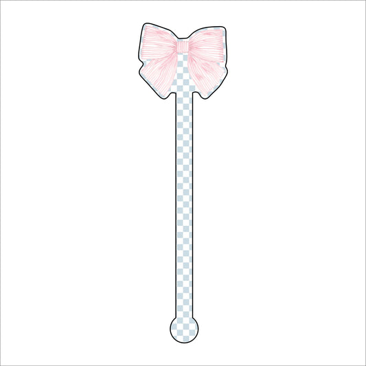 Pink Bow | 0.125in. Acrylic Drink Stirrer | Case of 100