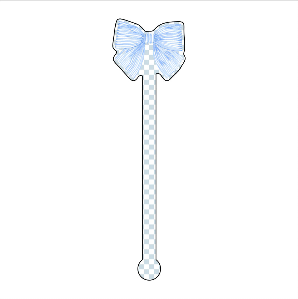 Blue Bow | 0.125in. Acrylic Drink Stirrer | Mix & Match (any 10+)