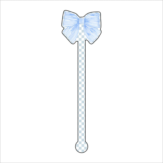 Blue Bow | 0.125in. Acrylic Drink Stirrer | Mix & Match (any 10+)