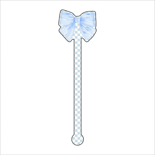 Blue Bow | 0.125in. Acrylic Drink Stirrer | Case of 100