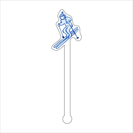 LCA-015 Skiier 2 | 0.125in. Acrylic Drink Stirrer | Case of 25