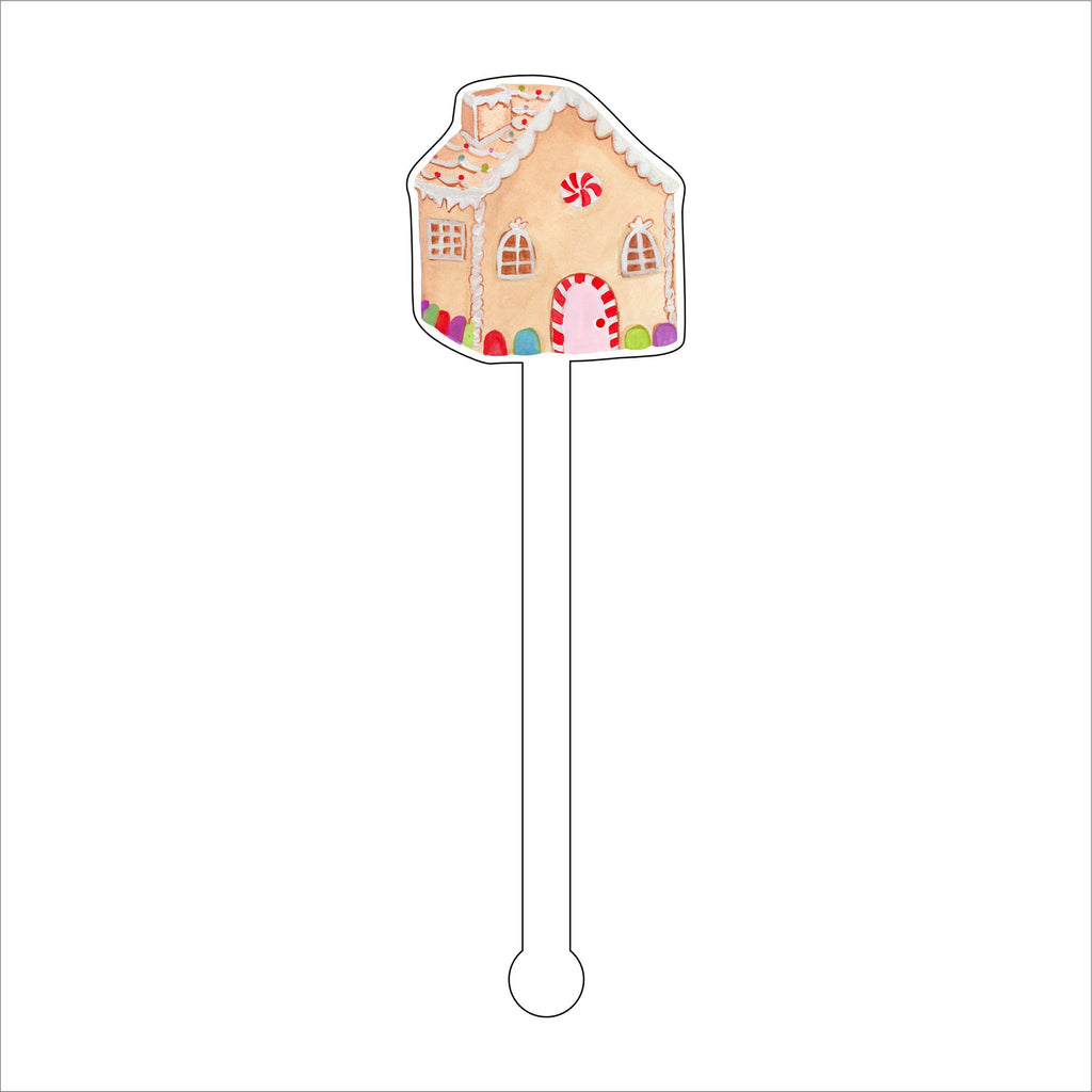LCA-016 Gingerbread House | 0.125in. Acrylic Drink Stirrer | Mix & Match (any 10+)