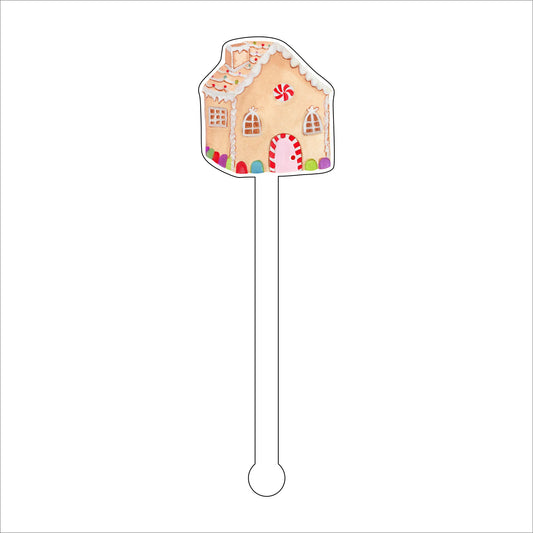 LCA-016 Gingerbread House | 0.125in. Acrylic Drink Stirrer | Mix & Match (any 10+)