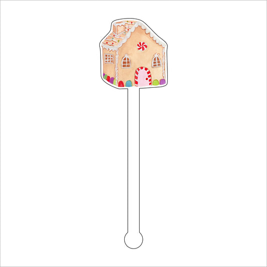 LCA-016 Gingerbread House | 0.125in. Acrylic Drink Stirrer | Case of 25